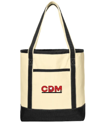 Large Cotton Canvas Boat Tote, Natural/Black