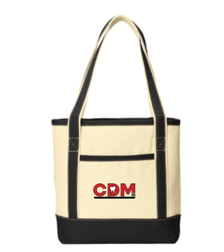 Medium Cotton Canvas Boat Tote, Natural/Black