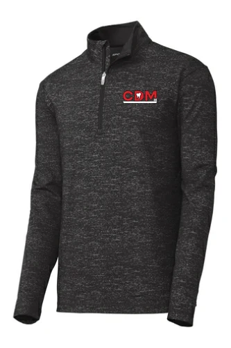 Men's Stretch Reflective Heather 1/2-Zip Pullover, Black